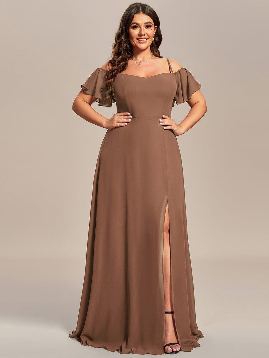 ever REYA|Stylish Cold Shoulder Flare Sleeves Flowy Bridesmaid Dress