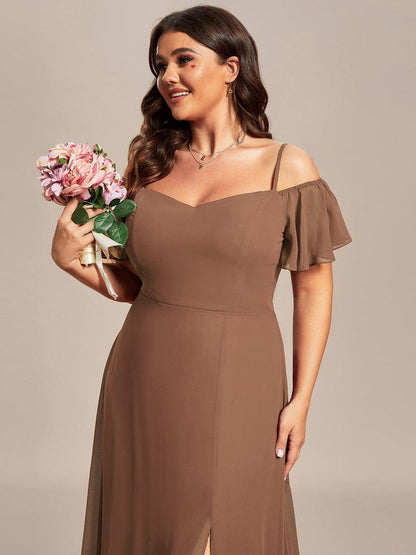 ever REYA|Stylish Cold Shoulder Flare Sleeves Flowy Bridesmaid Dress