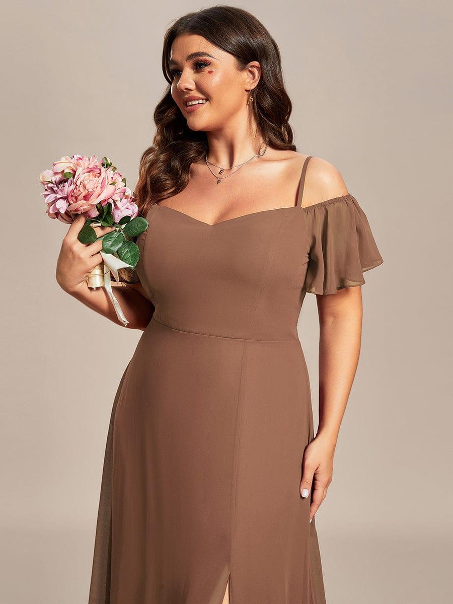 ever REYA|Cold Shoulder High Slit Chiffon Wedding Guest Dress