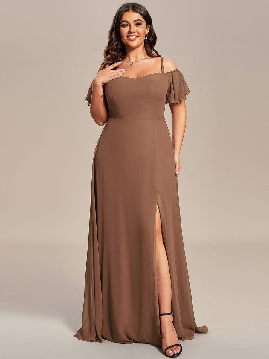 ever REYA|Cold Shoulder High Slit Chiffon Wedding Guest Dress