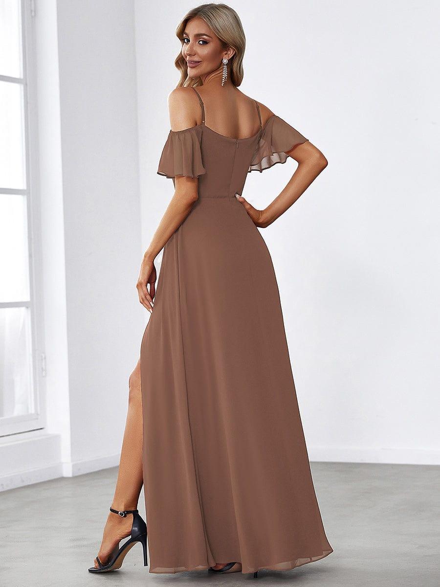 ever REYA|Stylish Cold Shoulder Flare Sleeves Flowy Bridesmaid Dress