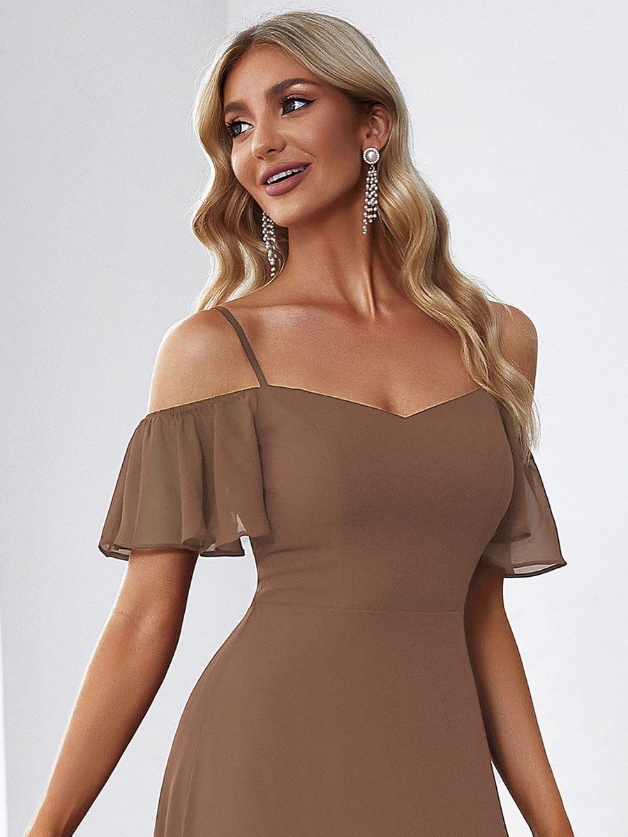 ever REYA|Stylish Cold Shoulder Flare Sleeves Flowy Bridesmaid Dress