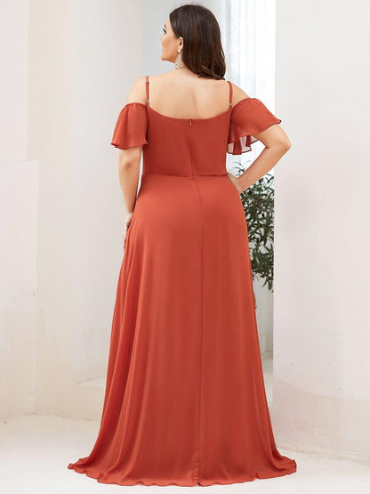 ever REYA|Stylish Cold Shoulder Flare Sleeves Flowy Bridesmaid Dress