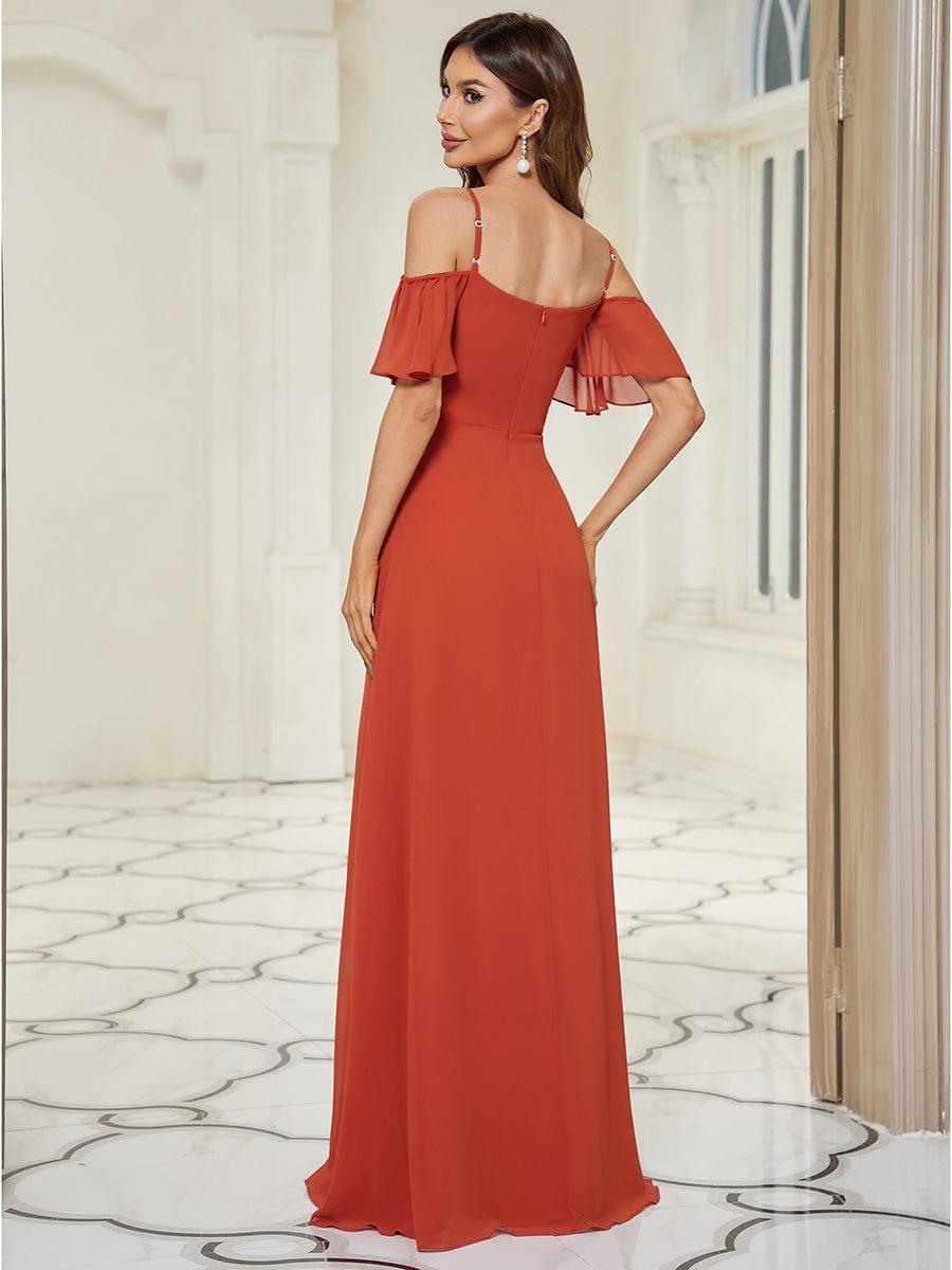 ever REYA|Stylish Cold Shoulder Flare Sleeves Flowy Bridesmaid Dress
