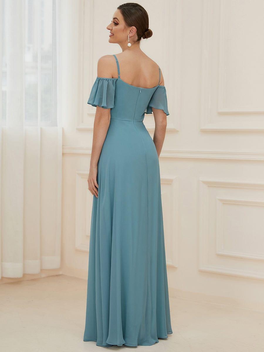 ever REYA|Stylish Cold Shoulder Flare Sleeves Flowy Bridesmaid Dress