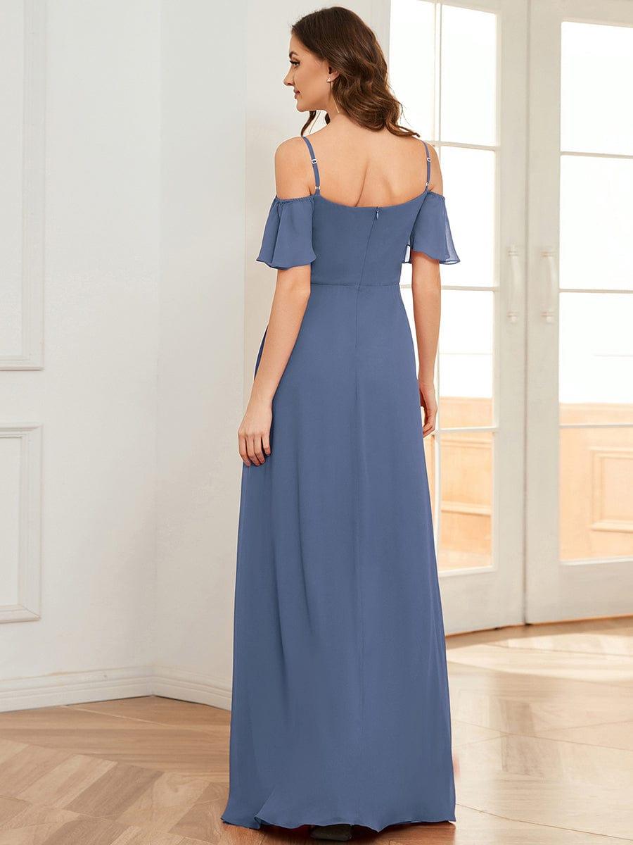 ever REYA|Cold Shoulder High Slit Chiffon Wedding Guest Dress