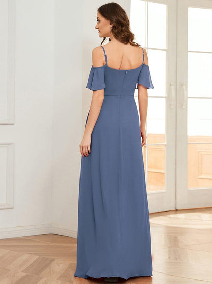 ever REYA|Cold Shoulder High Slit Chiffon Wedding Guest Dress