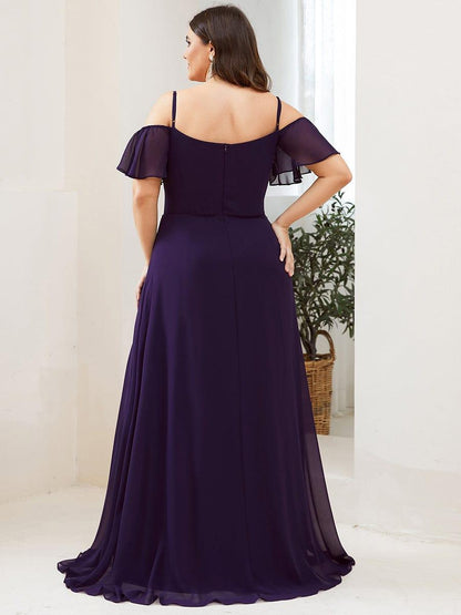 ever REYA|Cold Shoulder High Slit Chiffon Wedding Guest Dress