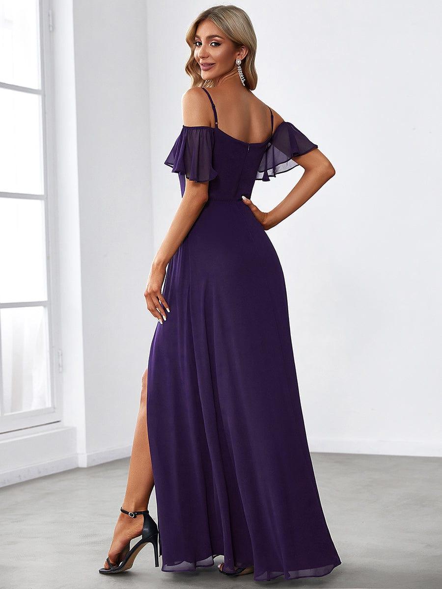 ever REYA|Cold Shoulder High Slit Chiffon Wedding Guest Dress
