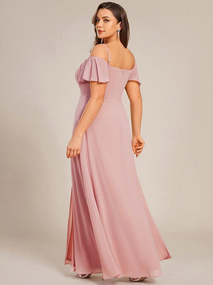 ever REYA|Cold Shoulder High Slit Chiffon Wedding Guest Dress