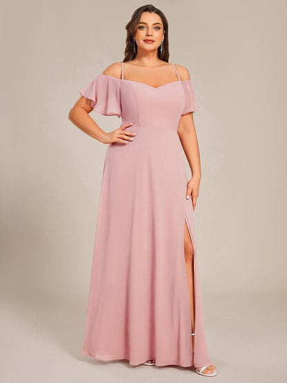 ever REYA|Cold Shoulder High Slit Chiffon Wedding Guest Dress