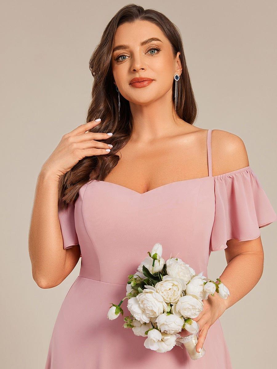 ever REYA|Cold Shoulder High Slit Chiffon Wedding Guest Dress