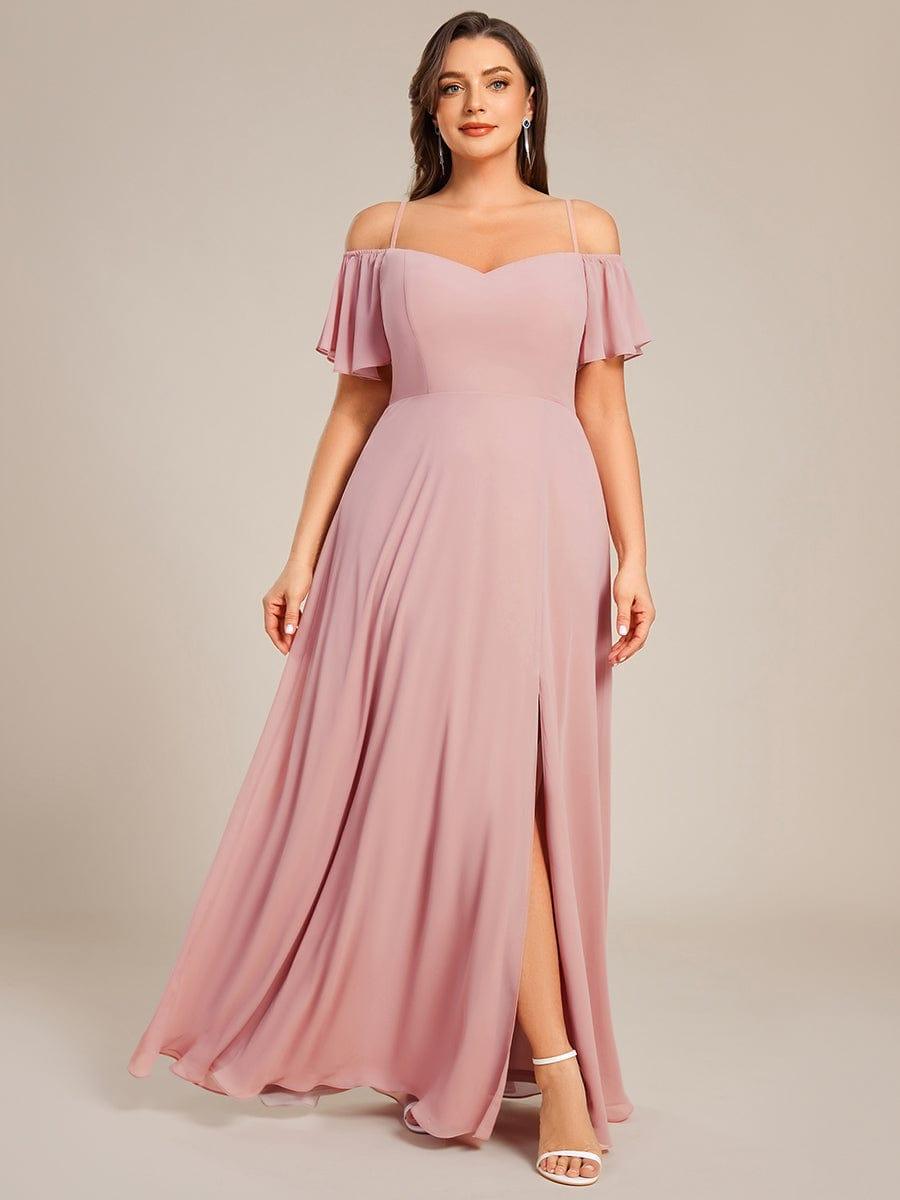 ever REYA|Cold Shoulder High Slit Chiffon Wedding Guest Dress