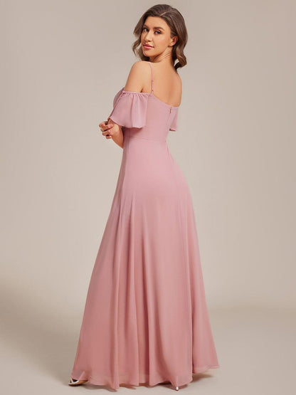 ever REYA|Stylish Cold Shoulder Flare Sleeves Flowy Bridesmaid Dress