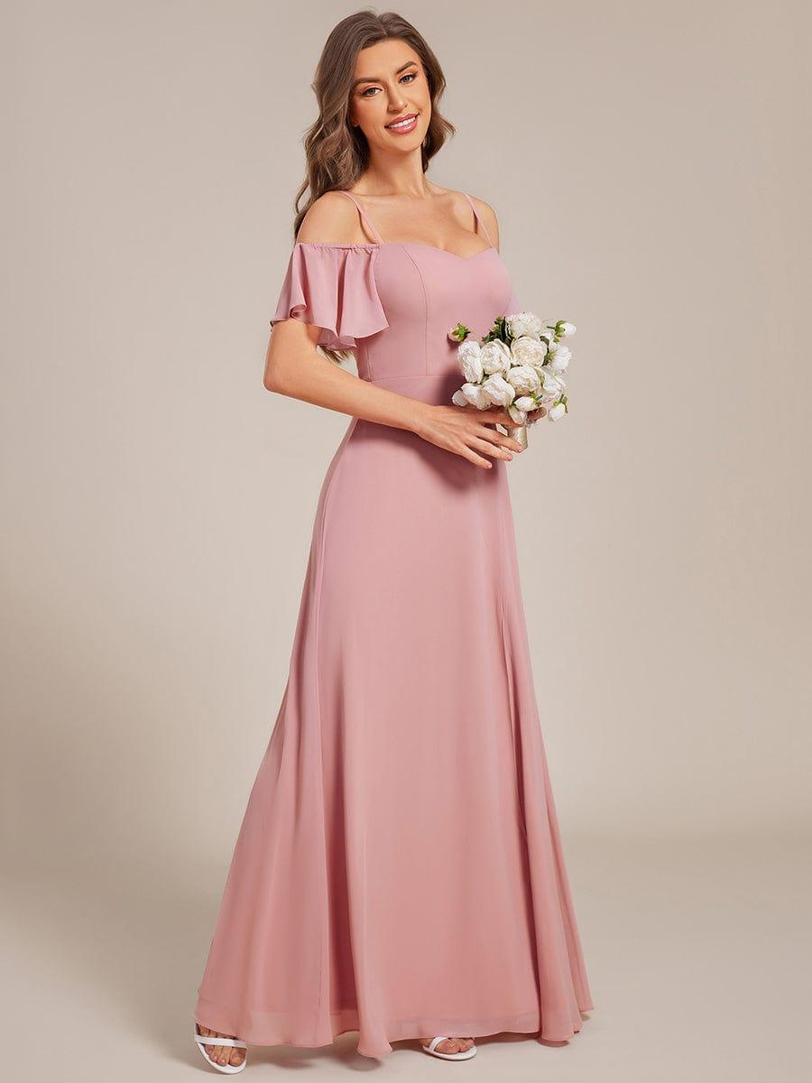 ever REYA|Stylish Cold Shoulder Flare Sleeves Flowy Bridesmaid Dress