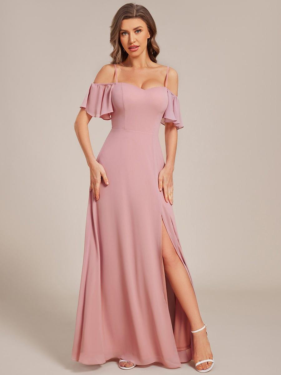 ever REYA|Cold Shoulder High Slit Chiffon Wedding Guest Dress
