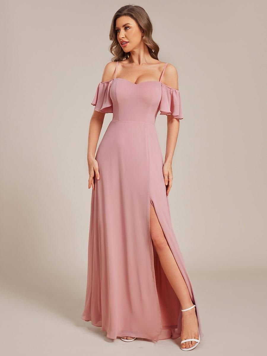 ever REYA|Cold Shoulder High Slit Chiffon Wedding Guest Dress