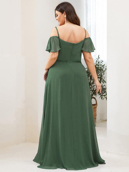 ever REYA|Cold Shoulder High Slit Chiffon Wedding Guest Dress
