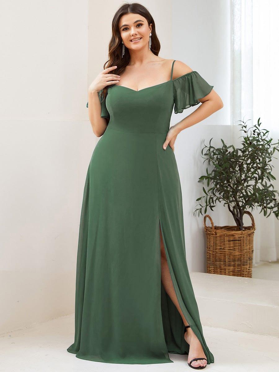 ever REYA|Cold Shoulder High Slit Chiffon Wedding Guest Dress