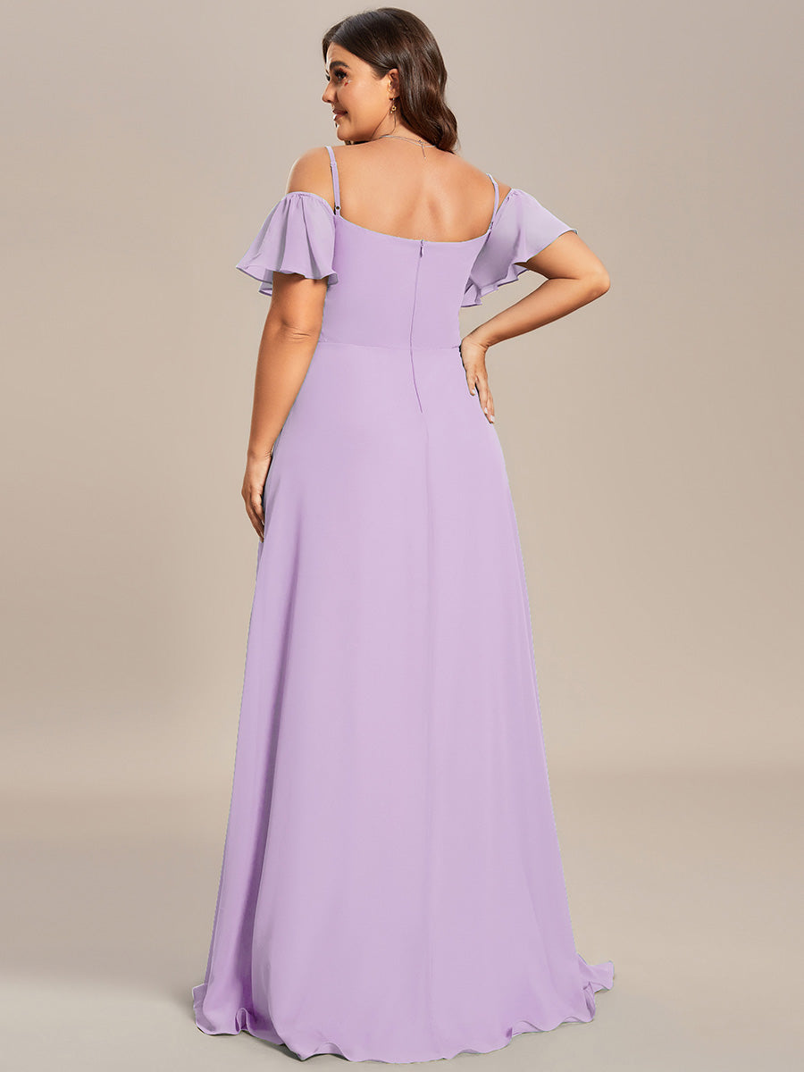 ever REYA|Cold Shoulder High Slit Chiffon Wedding Guest Dress