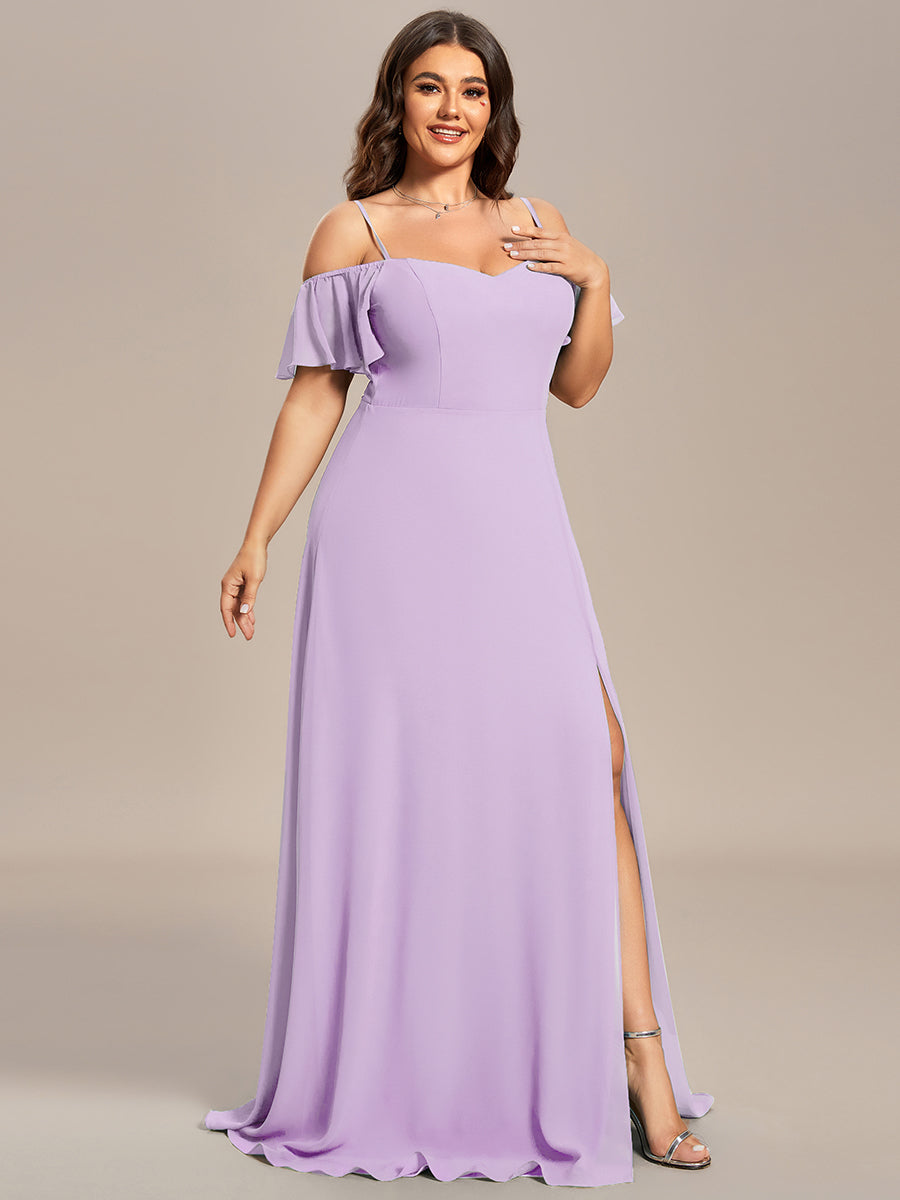 ever REYA|Cold Shoulder High Slit Chiffon Wedding Guest Dress