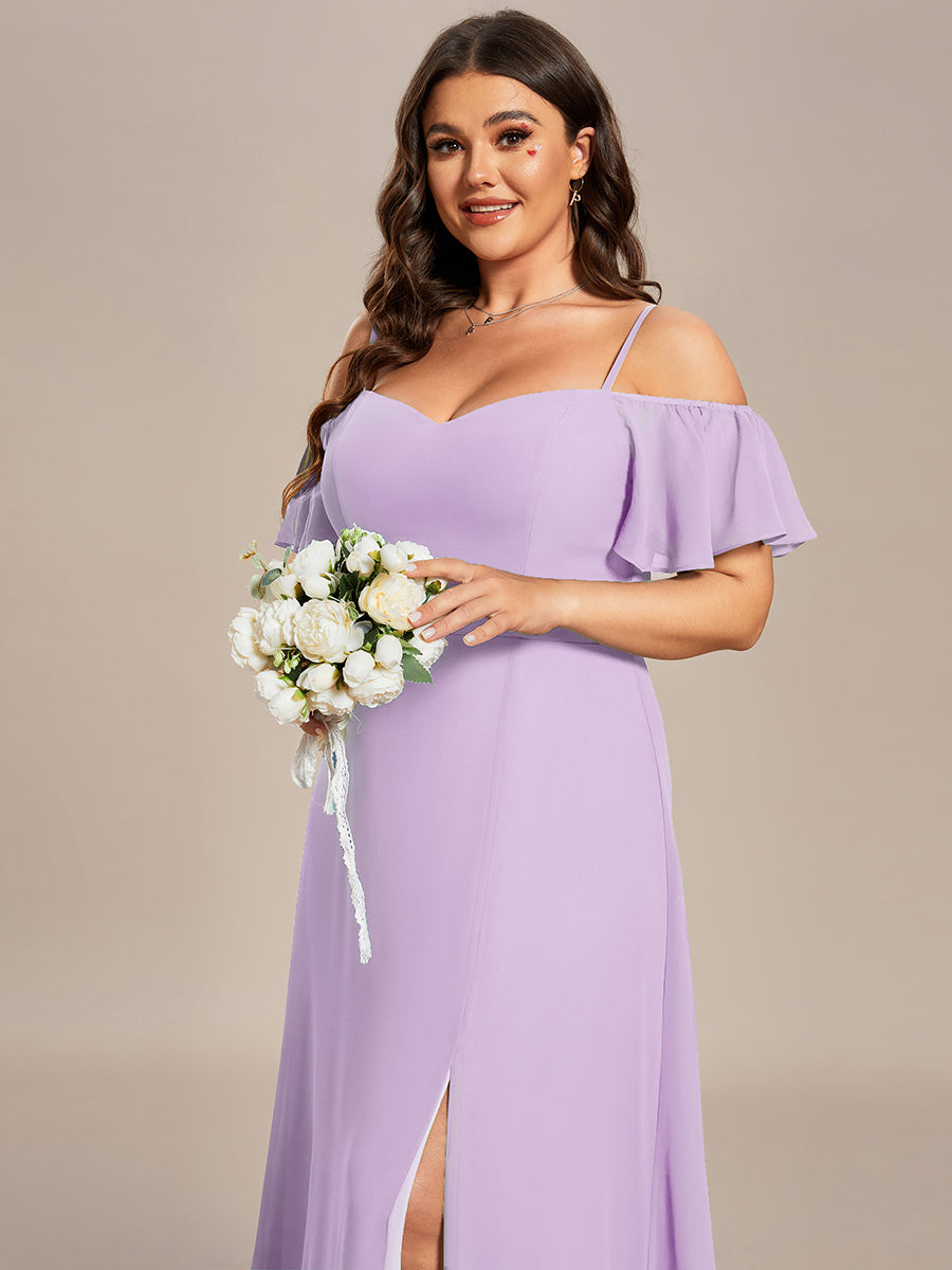 ever REYA|Stylish Cold Shoulder Flare Sleeves Flowy Bridesmaid Dress