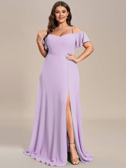 ever REYA|Cold Shoulder High Slit Chiffon Wedding Guest Dress