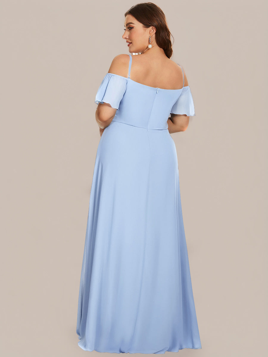 ever REYA|Cold Shoulder High Slit Chiffon Wedding Guest Dress