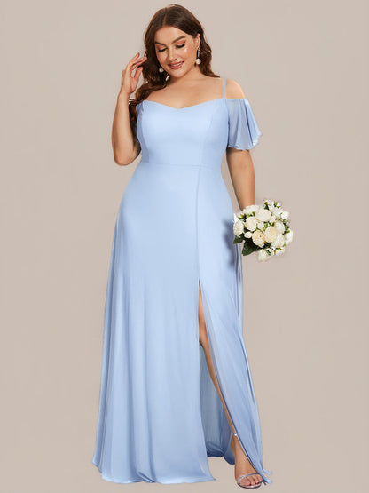 ever REYA|Stylish Cold Shoulder Flare Sleeves Flowy Bridesmaid Dress