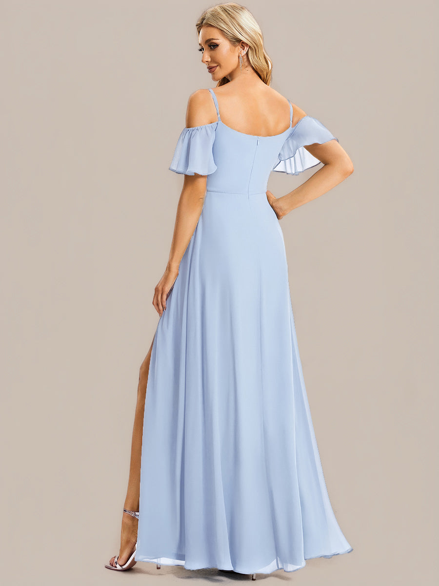 ever REYA|Stylish Cold Shoulder Flare Sleeves Flowy Bridesmaid Dress