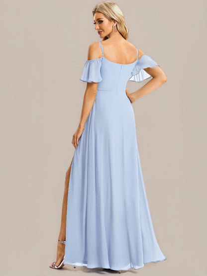 ever REYA|Stylish Cold Shoulder Flare Sleeves Flowy Bridesmaid Dress