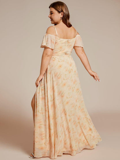 ever REYA|Cold Shoulder High Slit Chiffon Wedding Guest Dress