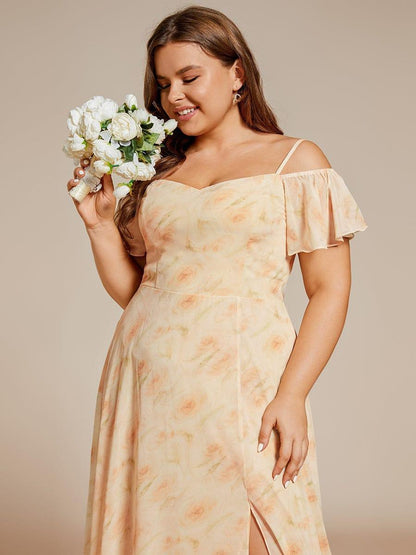 ever REYA|Stylish Cold Shoulder Flare Sleeves Flowy Bridesmaid Dress