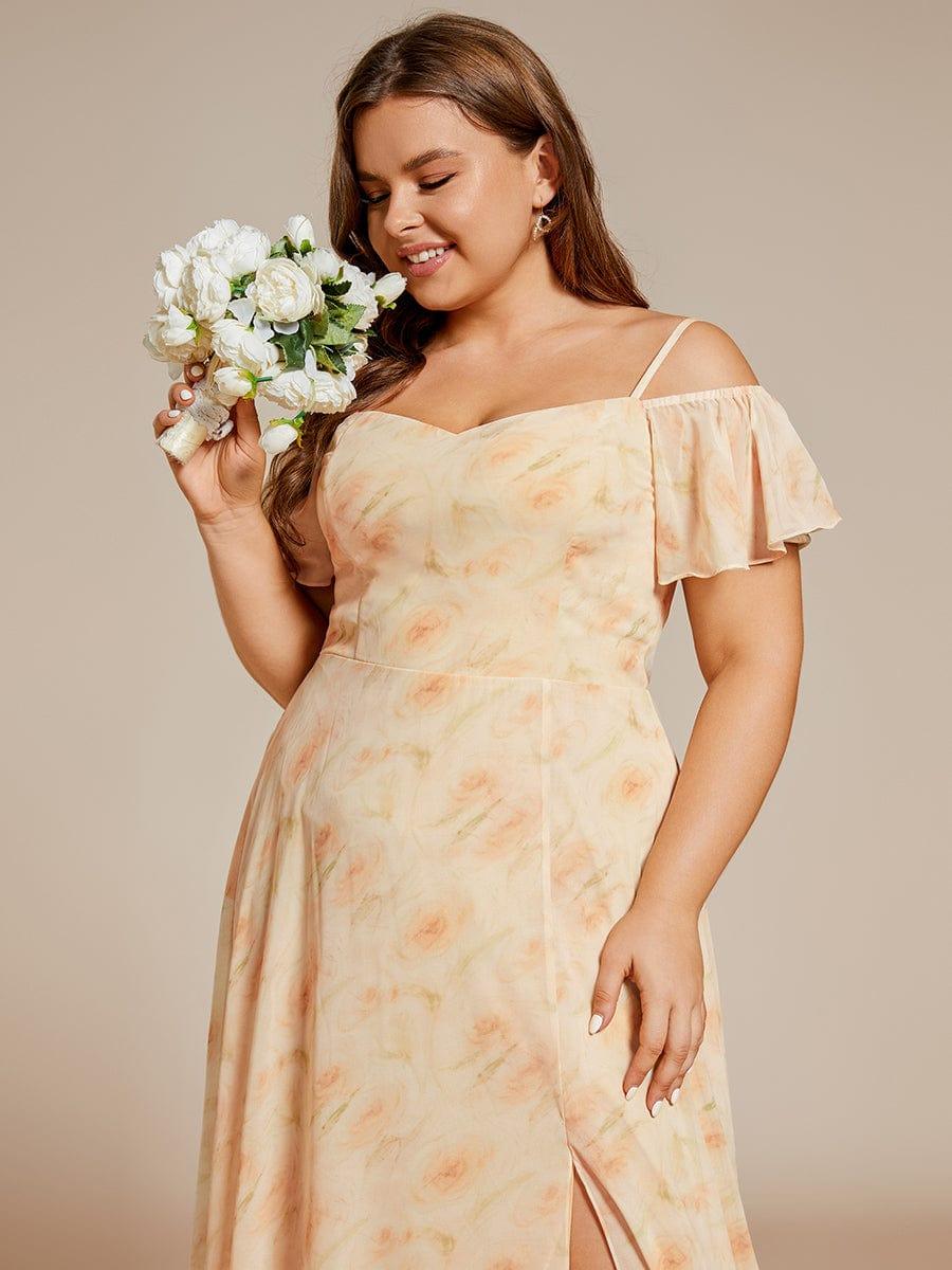 ever REYA|Cold Shoulder High Slit Chiffon Wedding Guest Dress