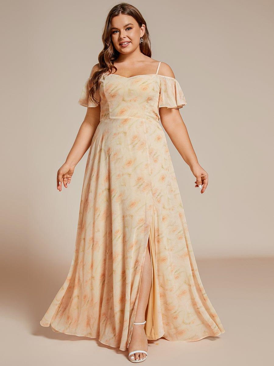 ever REYA|Cold Shoulder High Slit Chiffon Wedding Guest Dress