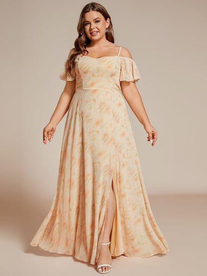 ever REYA|Cold Shoulder High Slit Chiffon Wedding Guest Dress