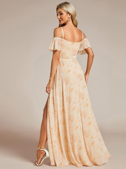 ever REYA|Stylish Cold Shoulder Flare Sleeves Flowy Bridesmaid Dress