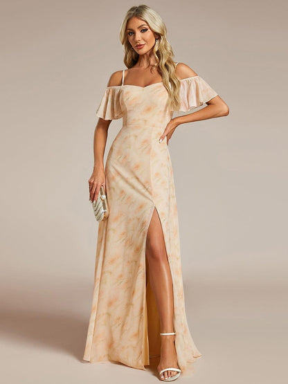 ever REYA|Stylish Cold Shoulder Flare Sleeves Flowy Bridesmaid Dress