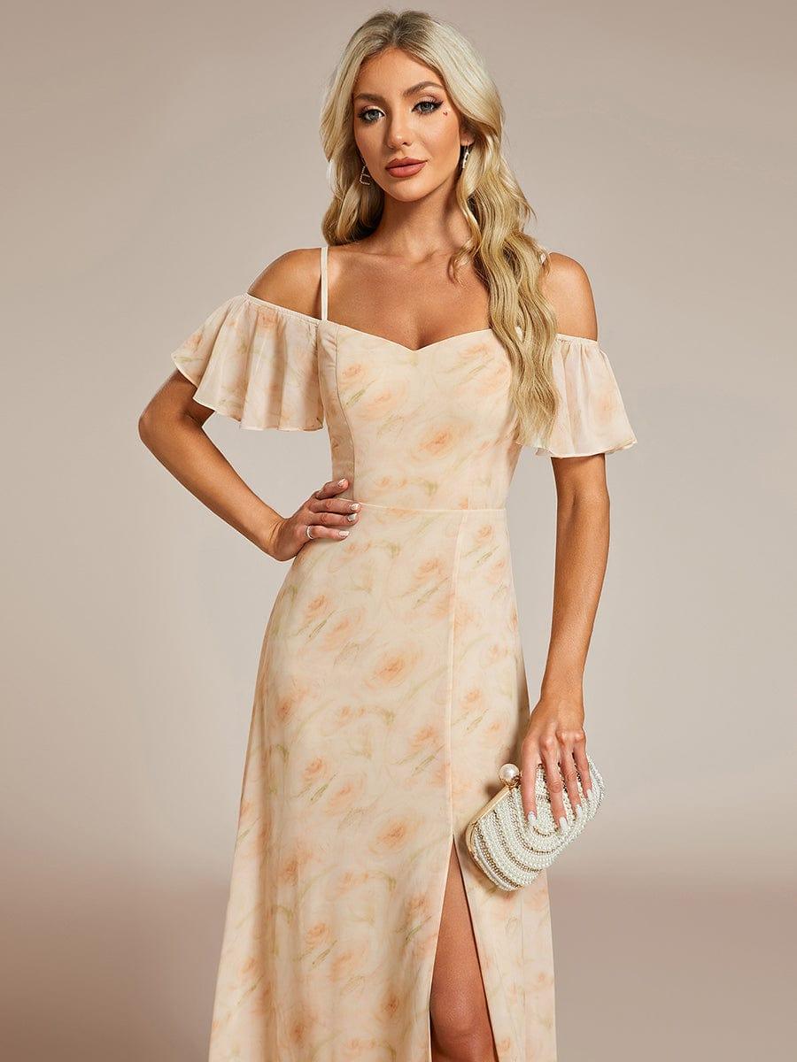 ever REYA|Cold Shoulder High Slit Chiffon Wedding Guest Dress