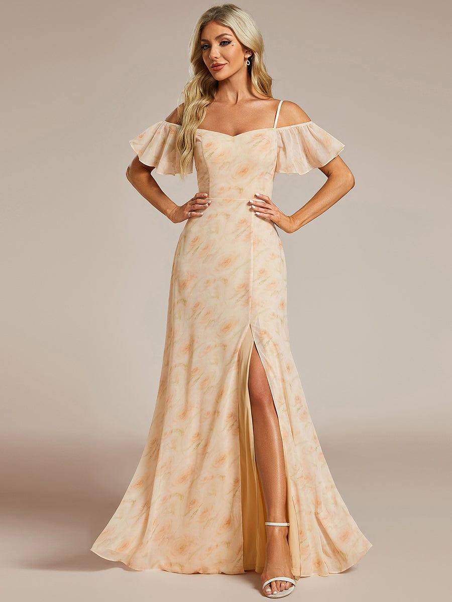ever REYA|Cold Shoulder High Slit Chiffon Wedding Guest Dress