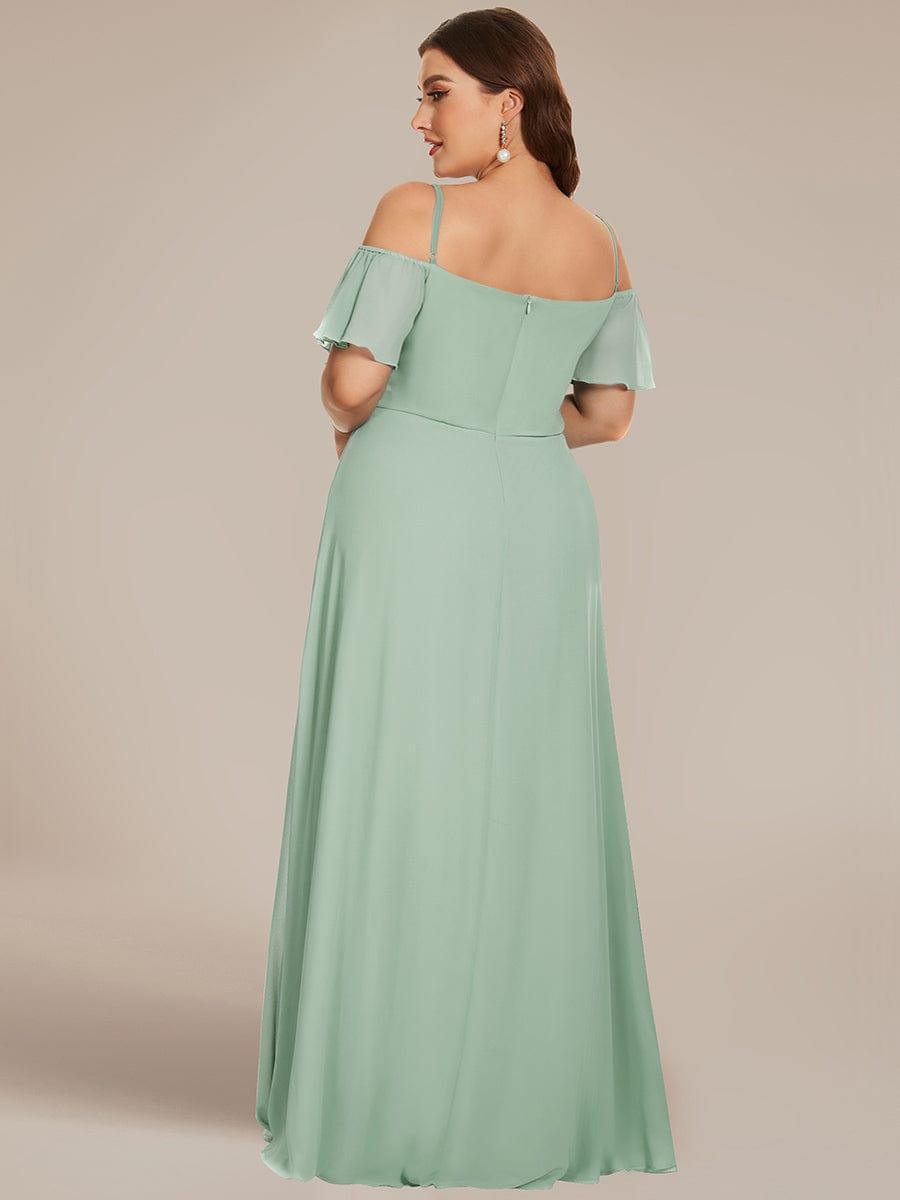 ever REYA|Cold Shoulder High Slit Chiffon Wedding Guest Dress