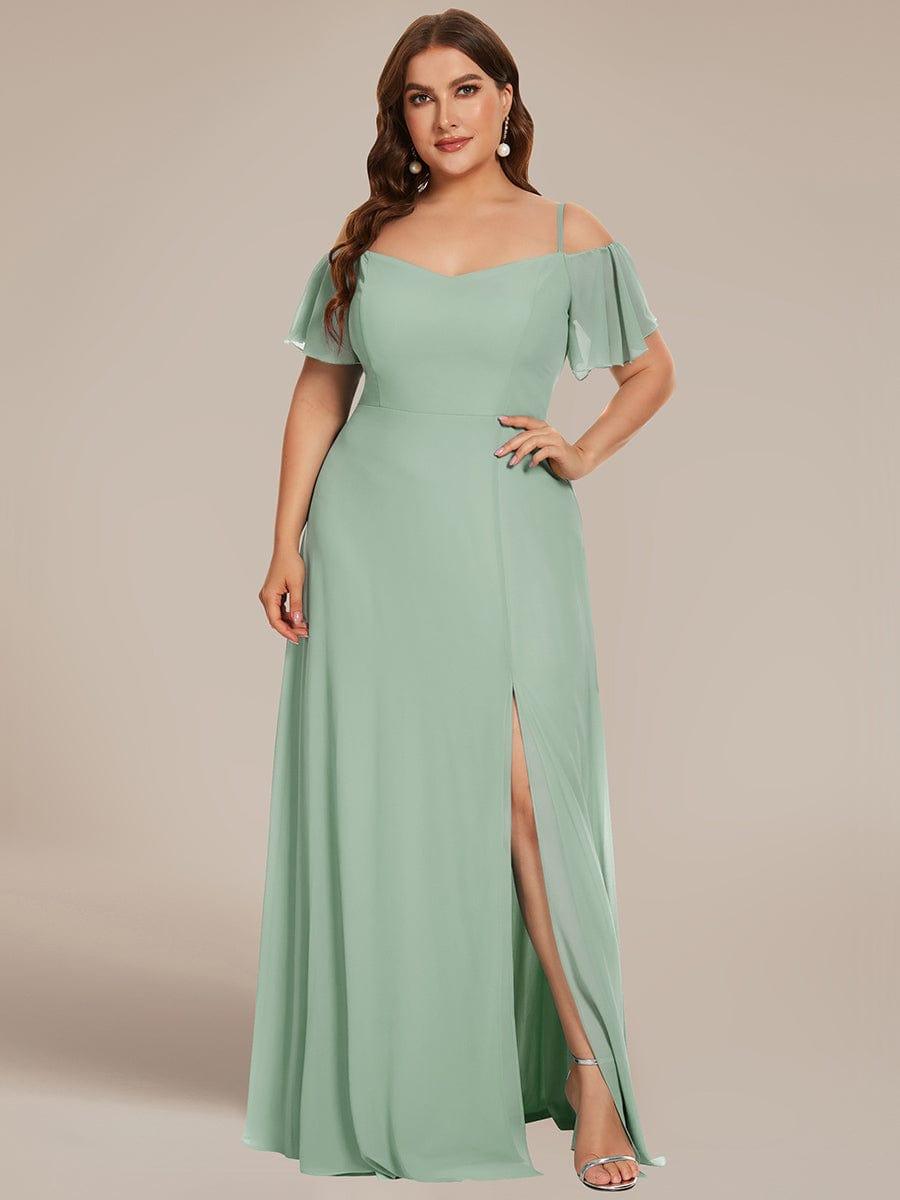 ever REYA|Stylish Cold Shoulder Flare Sleeves Flowy Bridesmaid Dress