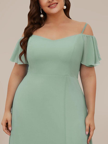 ever REYA|Cold Shoulder High Slit Chiffon Wedding Guest Dress