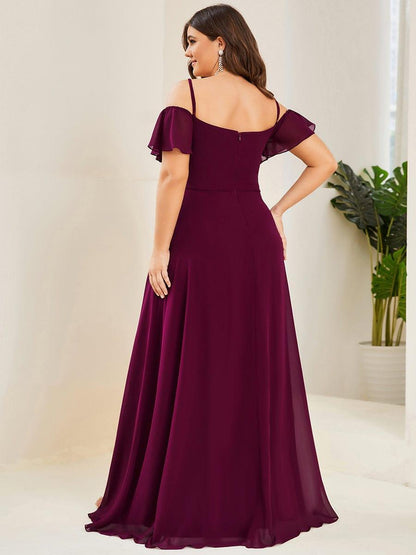 ever REYA|Cold Shoulder High Slit Chiffon Wedding Guest Dress