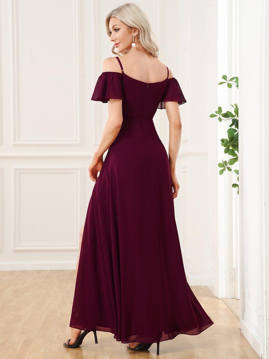 ever REYA|Cold Shoulder High Slit Chiffon Wedding Guest Dress