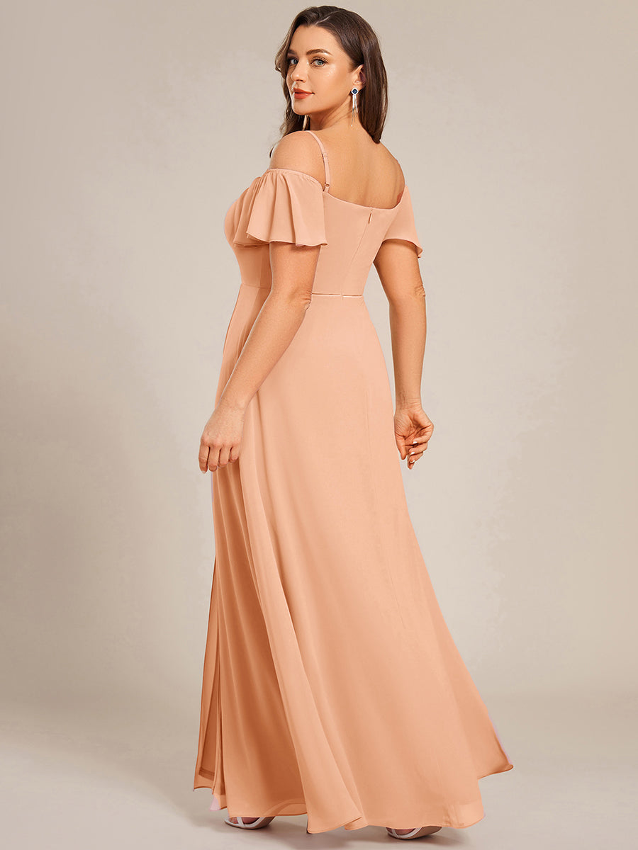 ever REYA|Stylish Cold Shoulder Flare Sleeves Flowy Bridesmaid Dress