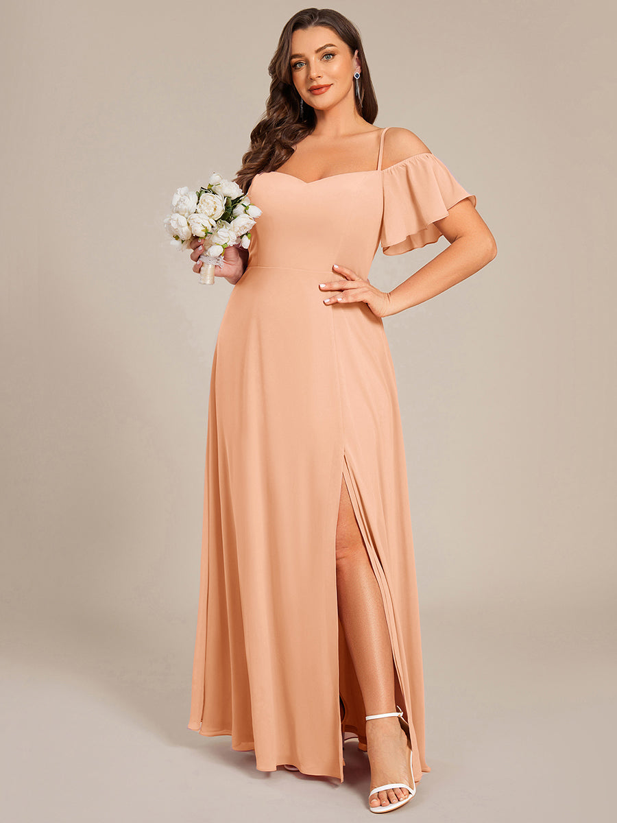 ever REYA|Stylish Cold Shoulder Flare Sleeves Flowy Bridesmaid Dress