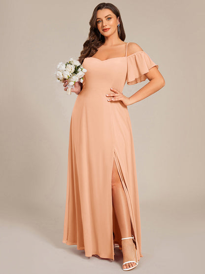 ever REYA|Stylish Cold Shoulder Flare Sleeves Flowy Bridesmaid Dress