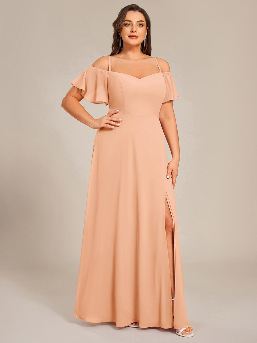 ever REYA|Stylish Cold Shoulder Flare Sleeves Flowy Bridesmaid Dress
