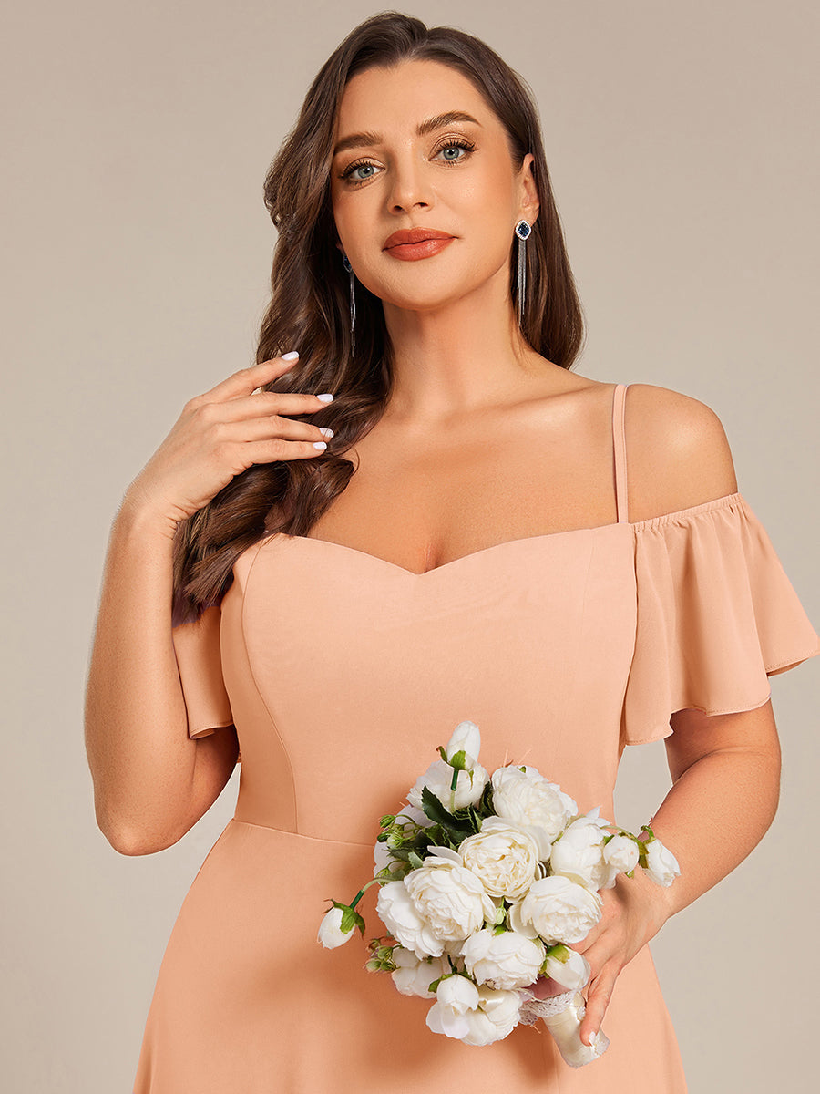 ever REYA|Stylish Cold Shoulder Flare Sleeves Flowy Bridesmaid Dress